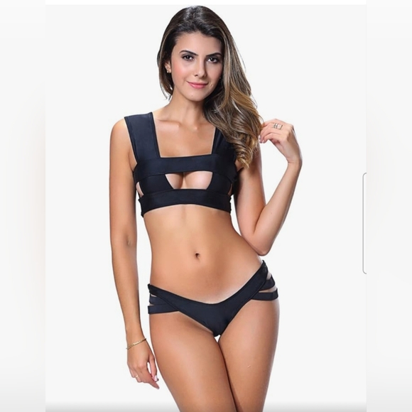 Poo Chai Bandage High Cut Bikinis Set Push Up Brazilian Bathing Swimsuit Size M - Picture 1 of 16